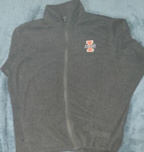 Dark Gray Fleece Zip-Up Sweater with Emblem